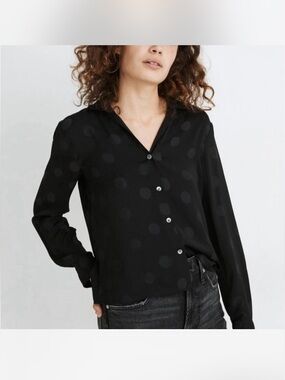 Madewell Black Jacquard Dot Pajama Shirt